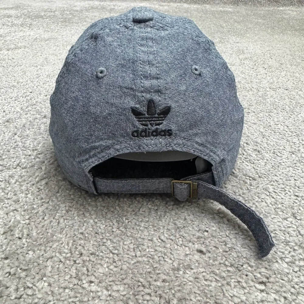 Adidas Originals Trefoil Chambray Adjustable Hat Cap Mens OSFA Blue Black Cotton